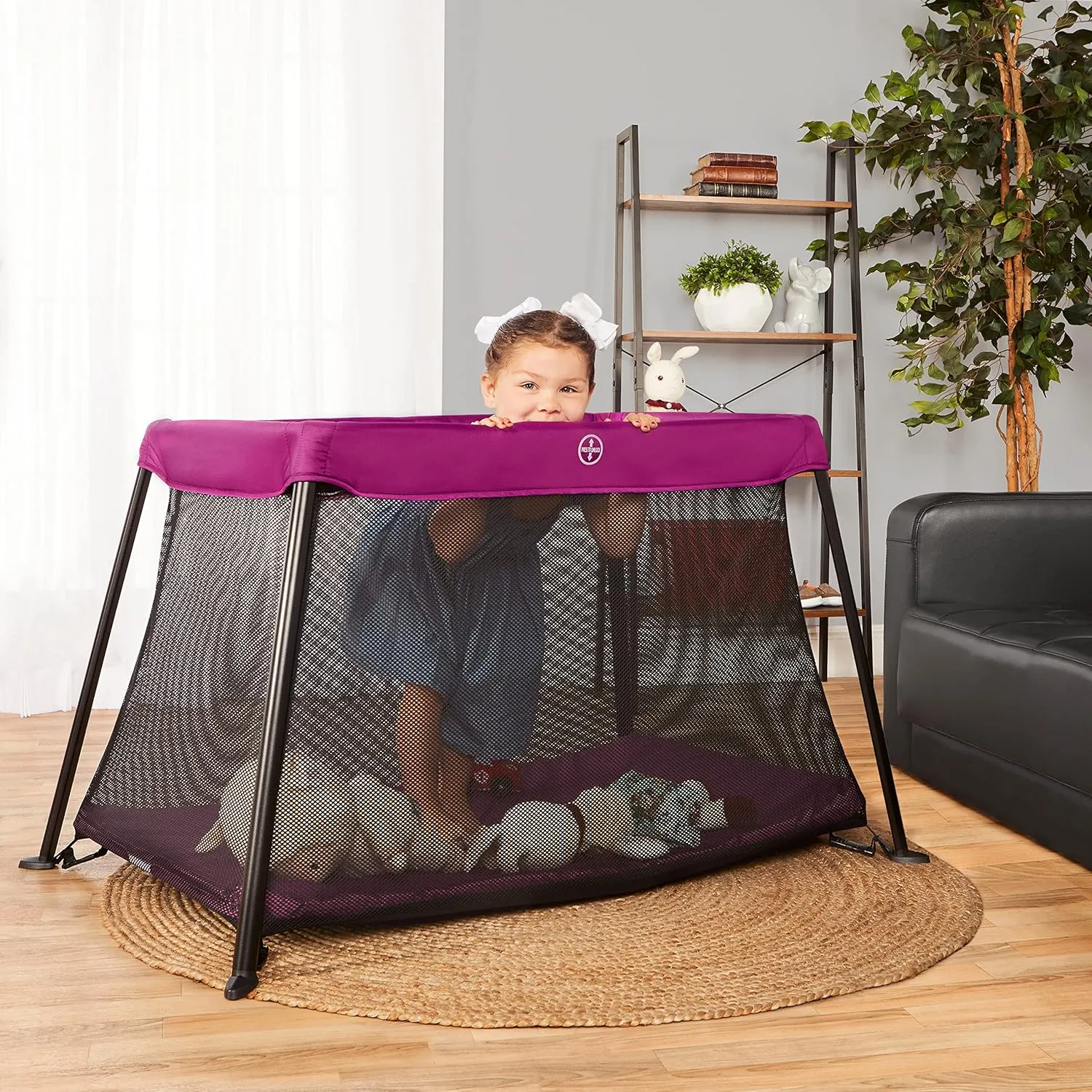 Dream On Me Travel Light Playard in Pink, Lightweight, Portable and Easy to Carry Baby Playard, Indoor and Outdoor - With a Soft and Comfortable Mattress Pad