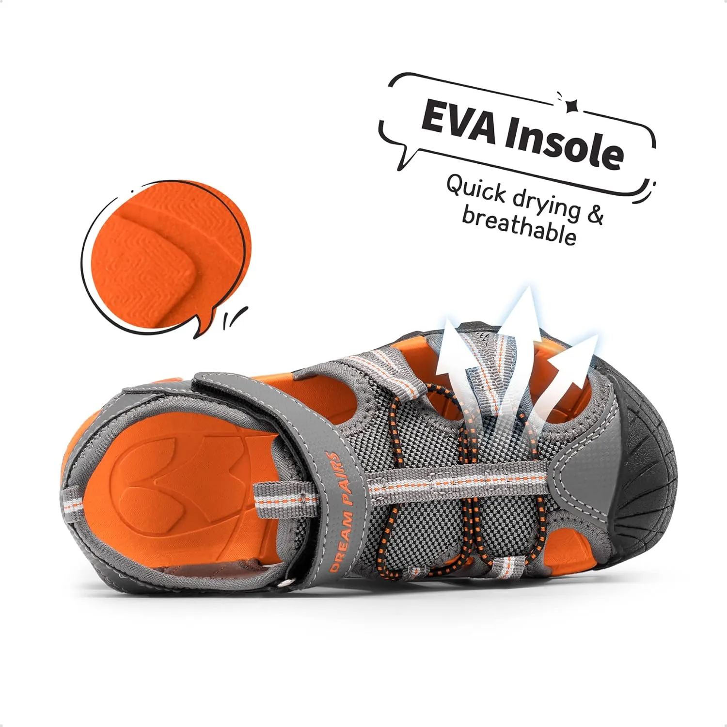 DREAM PAIRS Boys Girls Outdoor Summer Sport Athletic Sandals for Little/Big Kid