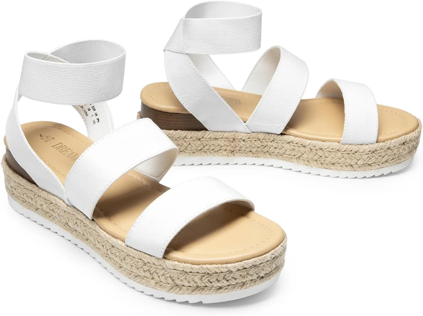 DREAM PAIRS Strappy Espadrille Platform Wedge Sandals for Women Dressy Summer, Comfortable Open Toe Sandals with Cushioned Insole and Ankle Strap Buckle