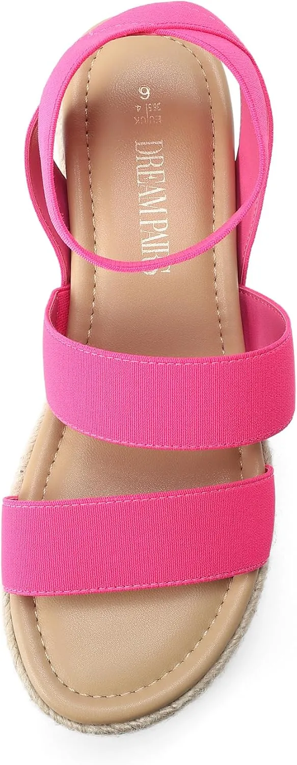 DREAM PAIRS Strappy Espadrille Platform Wedge Sandals for Women Dressy Summer, Comfortable Open Toe Sandals with Cushioned Insole and Ankle Strap Buckle