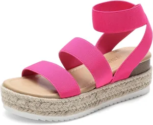 DREAM PAIRS Strappy Espadrille Platform Wedge Sandals for Women Dressy Summer, Comfortable Open Toe Sandals with Cushioned Insole and Ankle Strap Buckle