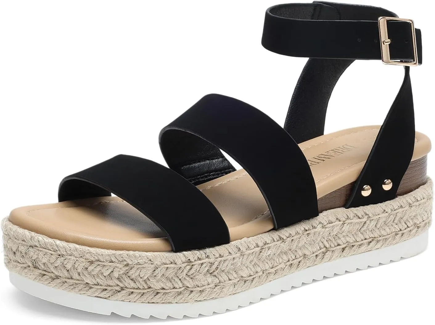 DREAM PAIRS Strappy Espadrille Platform Wedge Sandals for Women Dressy Summer, Comfortable Open Toe Sandals with Cushioned Insole and Ankle Strap Buckle