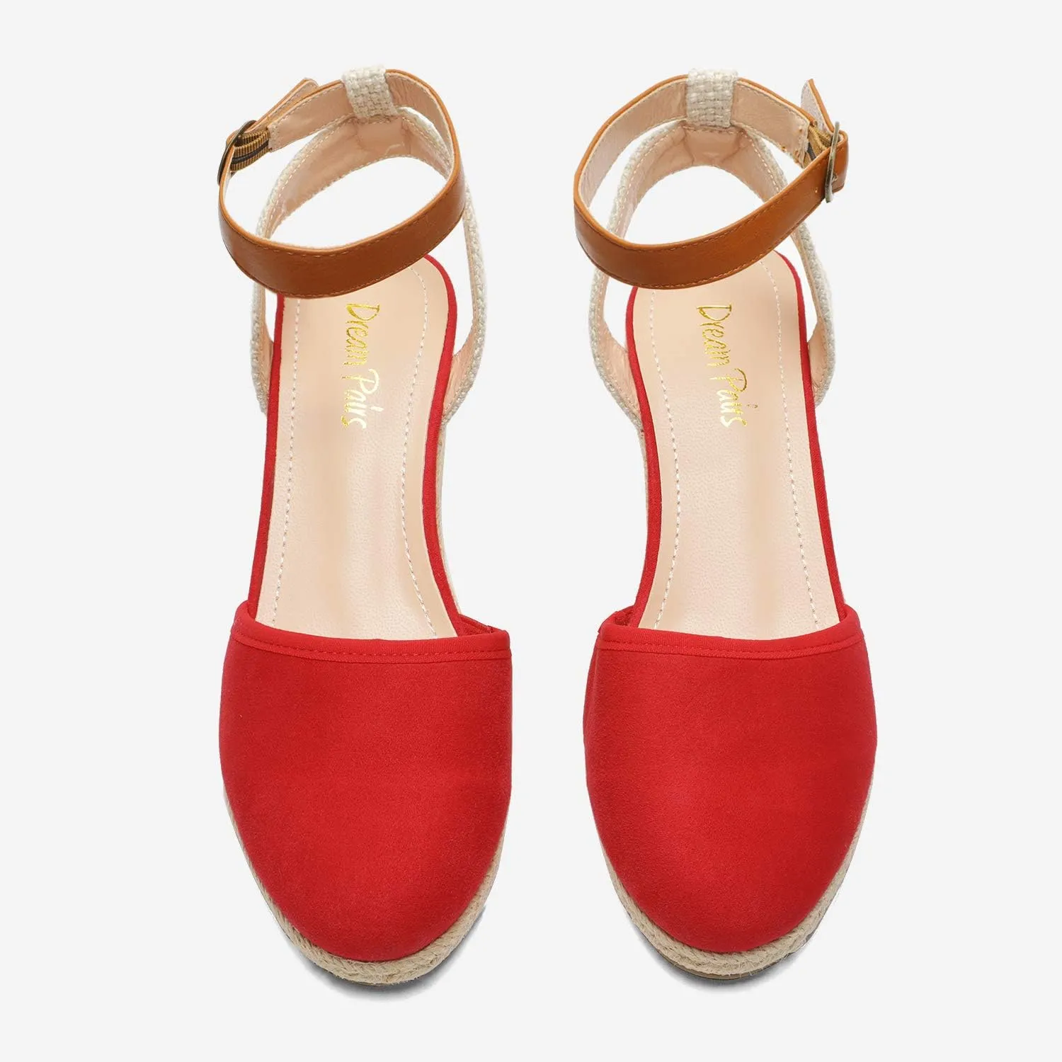 DREAM PAIRS Women's Ankle Strap Closed Toe Espadrille Wedge Heels Sandals