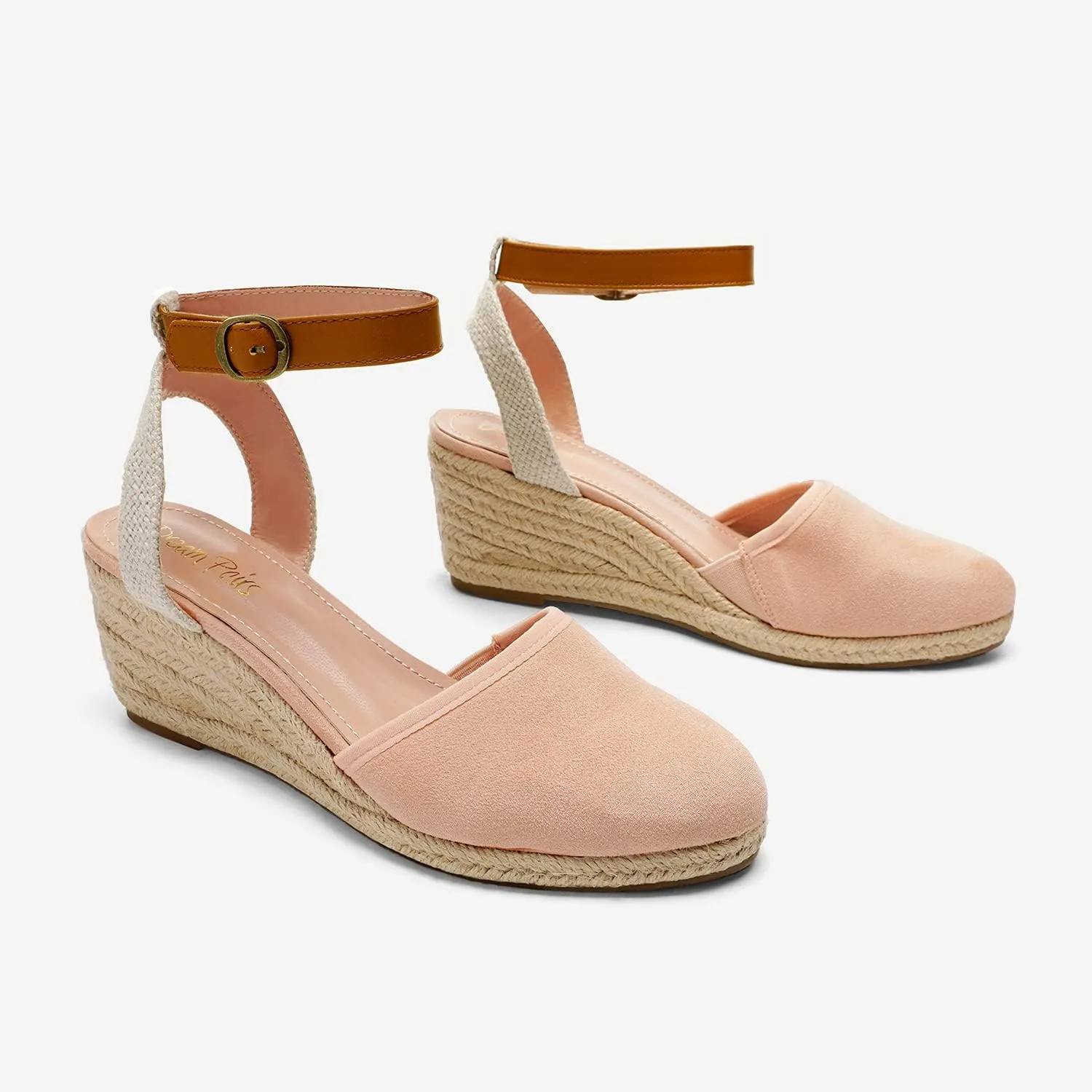 DREAM PAIRS Women's Ankle Strap Closed Toe Espadrille Wedge Heels Sandals