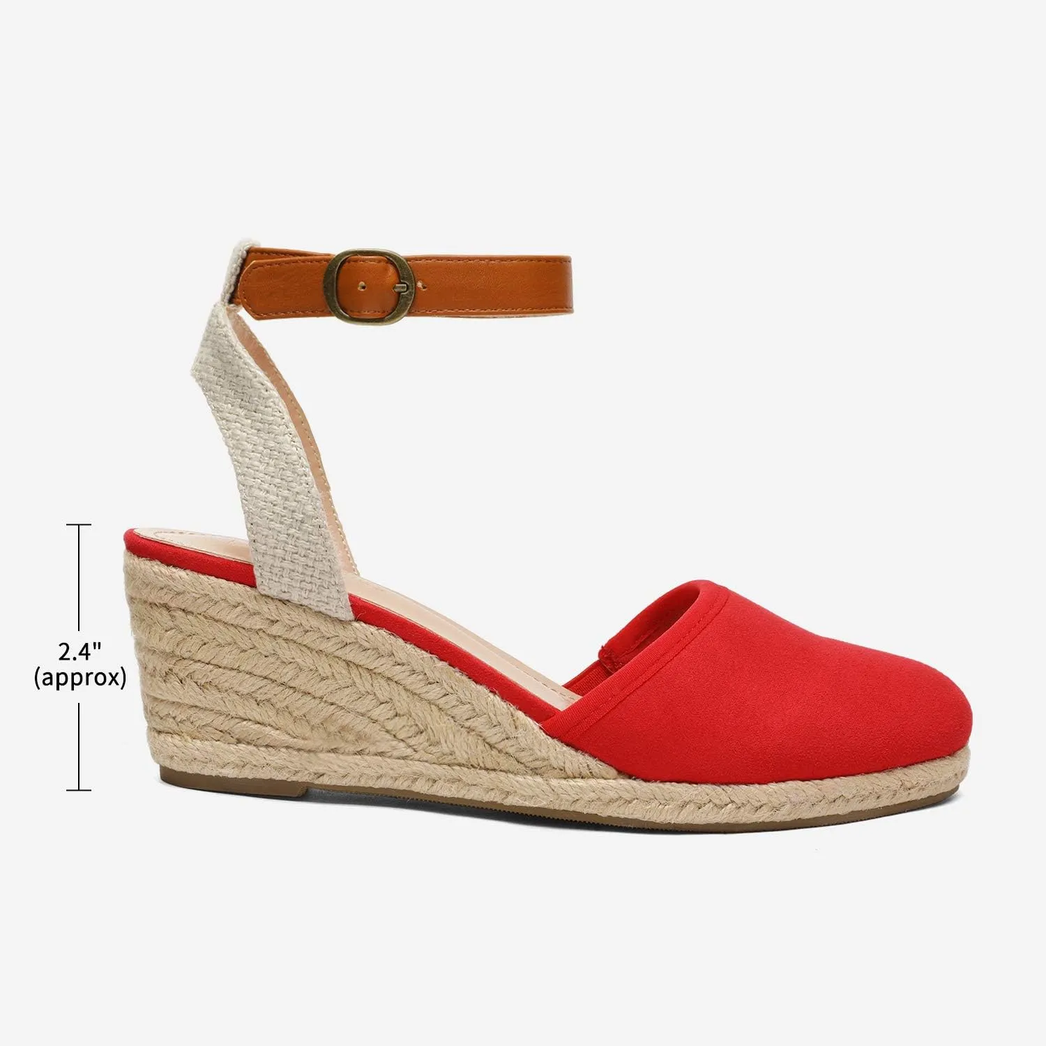 DREAM PAIRS Women's Ankle Strap Closed Toe Espadrille Wedge Heels Sandals