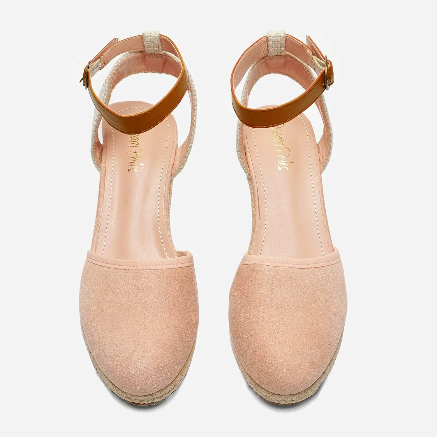 DREAM PAIRS Women's Ankle Strap Closed Toe Espadrille Wedge Heels Sandals