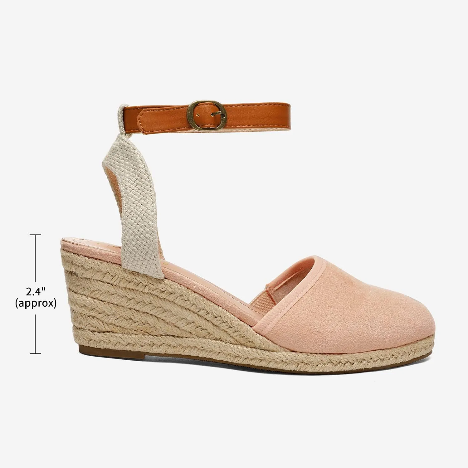 DREAM PAIRS Women's Ankle Strap Closed Toe Espadrille Wedge Heels Sandals
