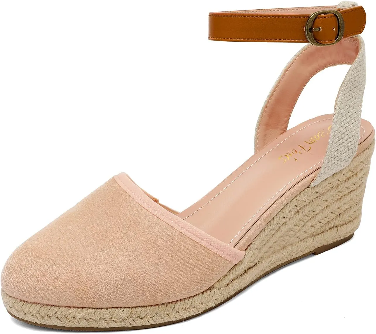 DREAM PAIRS Women's Ankle Strap Closed Toe Espadrille Wedge Heels Sandals