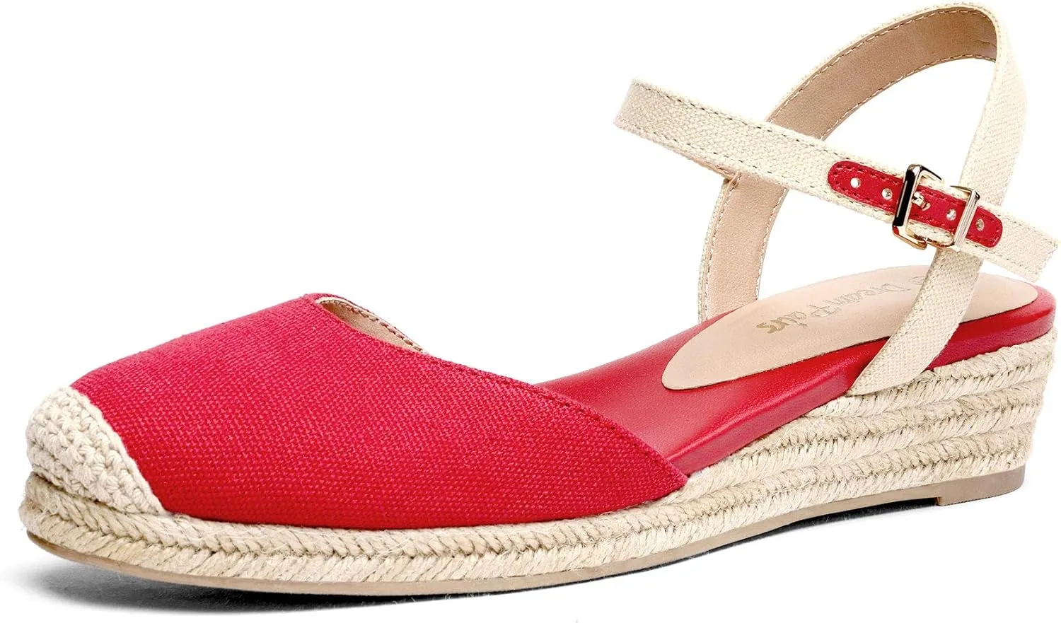 DREAM PAIRS Women's Closed Toe Elastic Ankle Strap Espadrilles Wedge Sandals