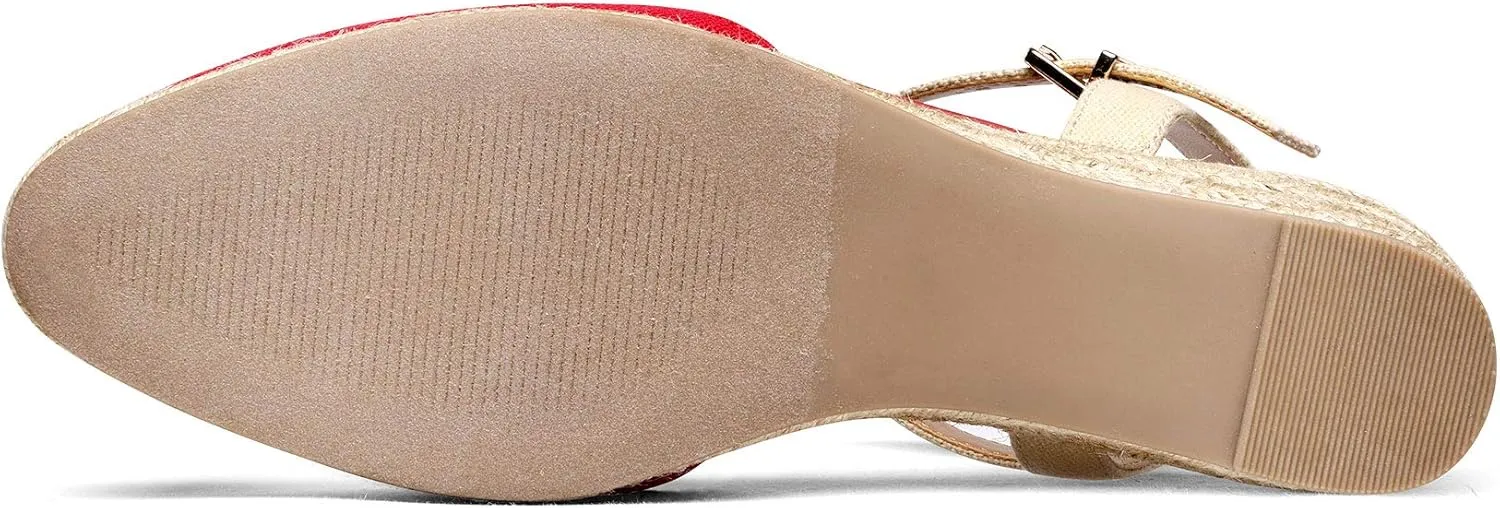 DREAM PAIRS Women's Closed Toe Elastic Ankle Strap Espadrilles Wedge Sandals
