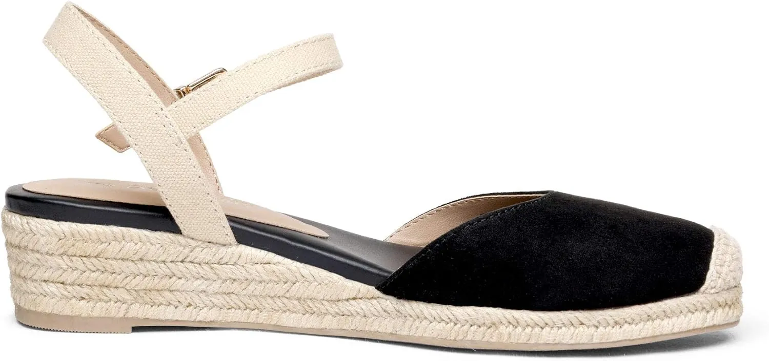 DREAM PAIRS Women's Closed Toe Elastic Ankle Strap Espadrilles Wedge Sandals
