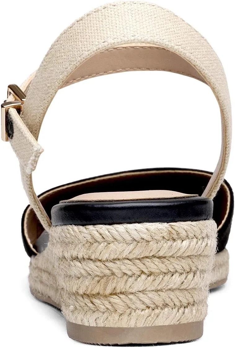 DREAM PAIRS Women's Closed Toe Elastic Ankle Strap Espadrilles Wedge Sandals