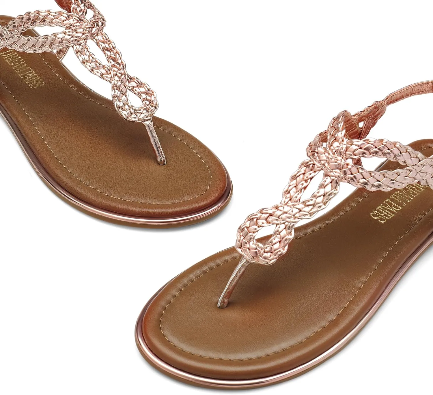 DREAM PAIRS Women's Flat Sandals Dressy Summer Stappy Comfortable Ankle Elastic T-Strap Beach Thong Sandals