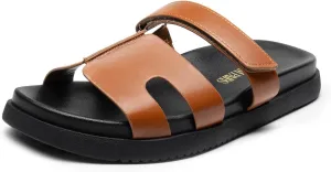 DREAM PAIRS Women's Flat Slide Sandals, Comfortable Slip On Platform Sandals For Women Dressy Summer