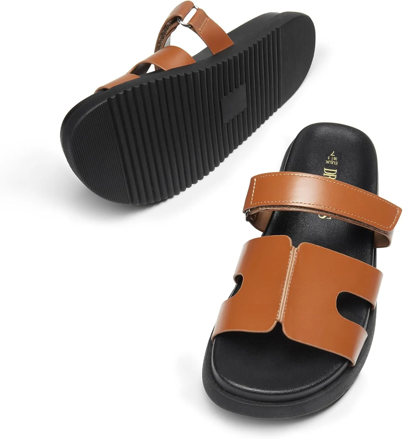 DREAM PAIRS Women's Flat Slide Sandals, Comfortable Slip On Platform Sandals For Women Dressy Summer
