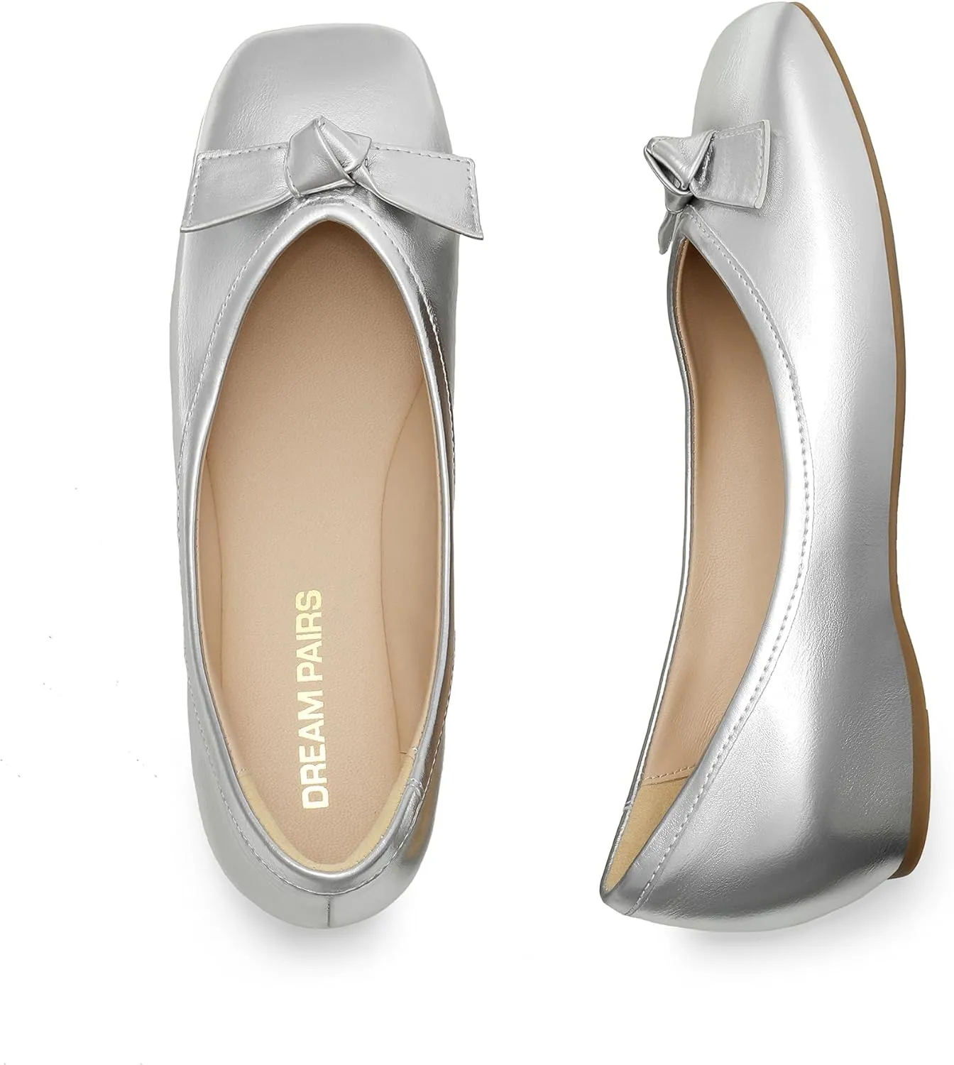 DREAM PAIRS Women's Low Wedge Dressy Flats, Comfortable Square Toe Rhinestone Wedding Shoes
