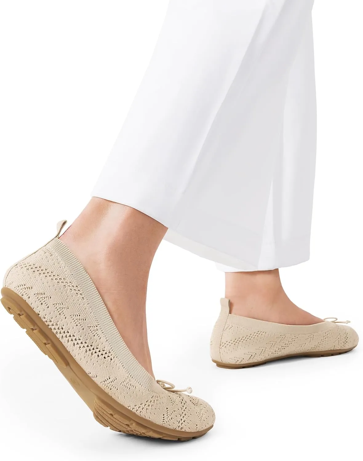 DREAM PAIRS Women's Round Toe Foldable Portable Knit Ballet Flats Comfortable Dressy Flats for Work Office Dress Shoes Business Casual