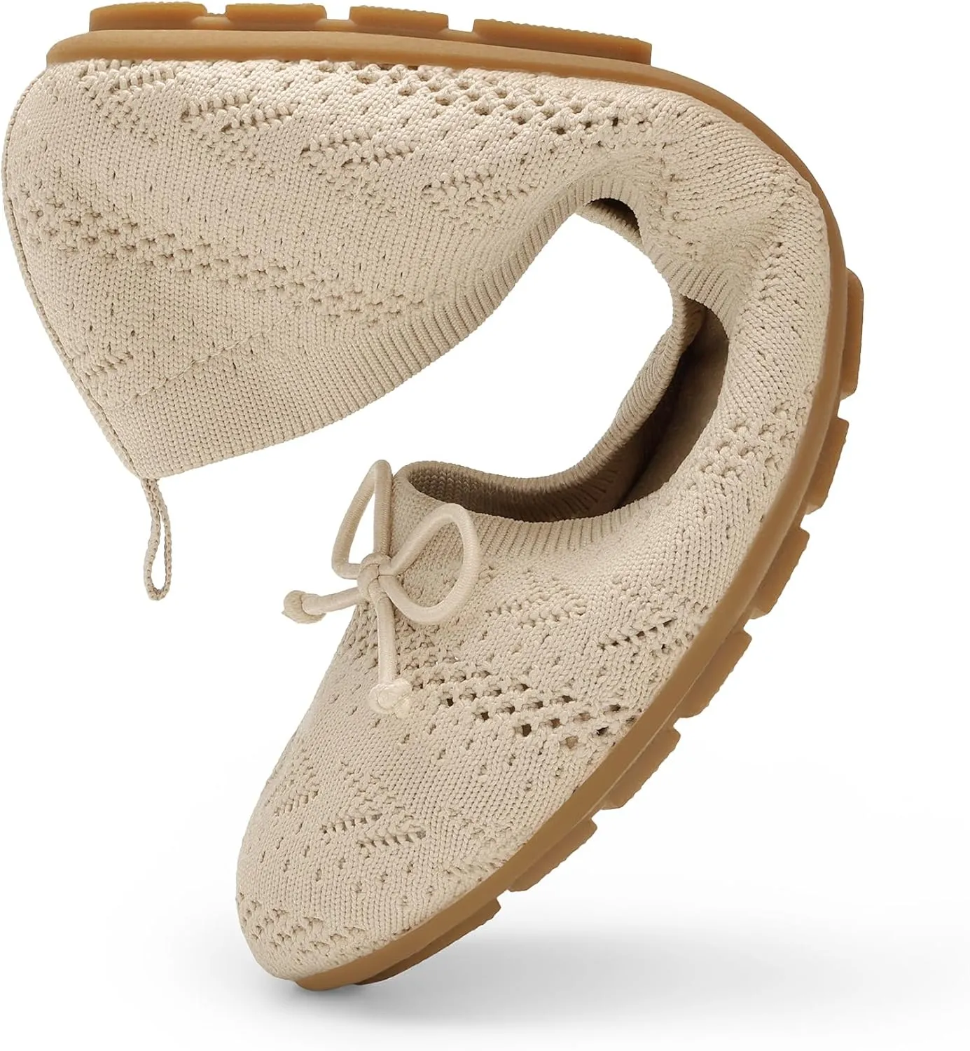 DREAM PAIRS Women's Round Toe Foldable Portable Knit Ballet Flats Comfortable Dressy Flats for Work Office Dress Shoes Business Casual