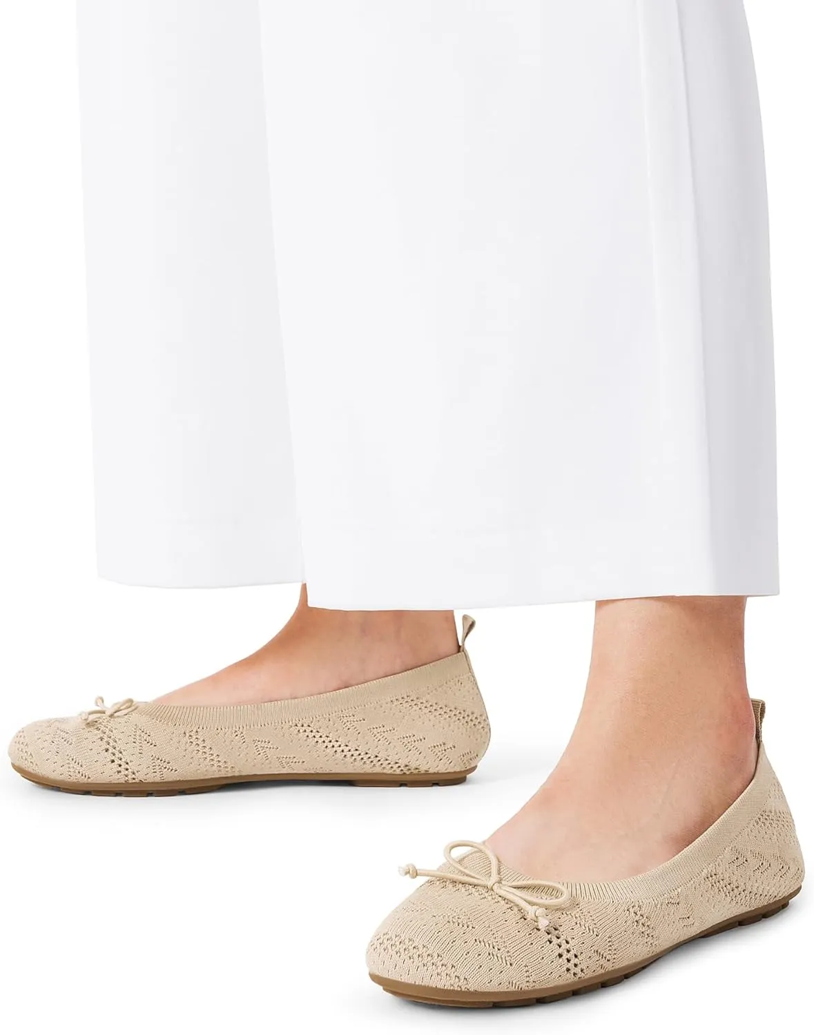 DREAM PAIRS Women's Round Toe Foldable Portable Knit Ballet Flats Comfortable Dressy Flats for Work Office Dress Shoes Business Casual