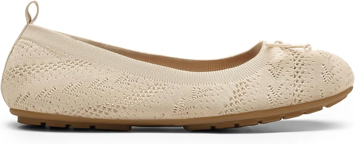 DREAM PAIRS Women's Round Toe Foldable Portable Knit Ballet Flats Comfortable Dressy Flats for Work Office Dress Shoes Business Casual