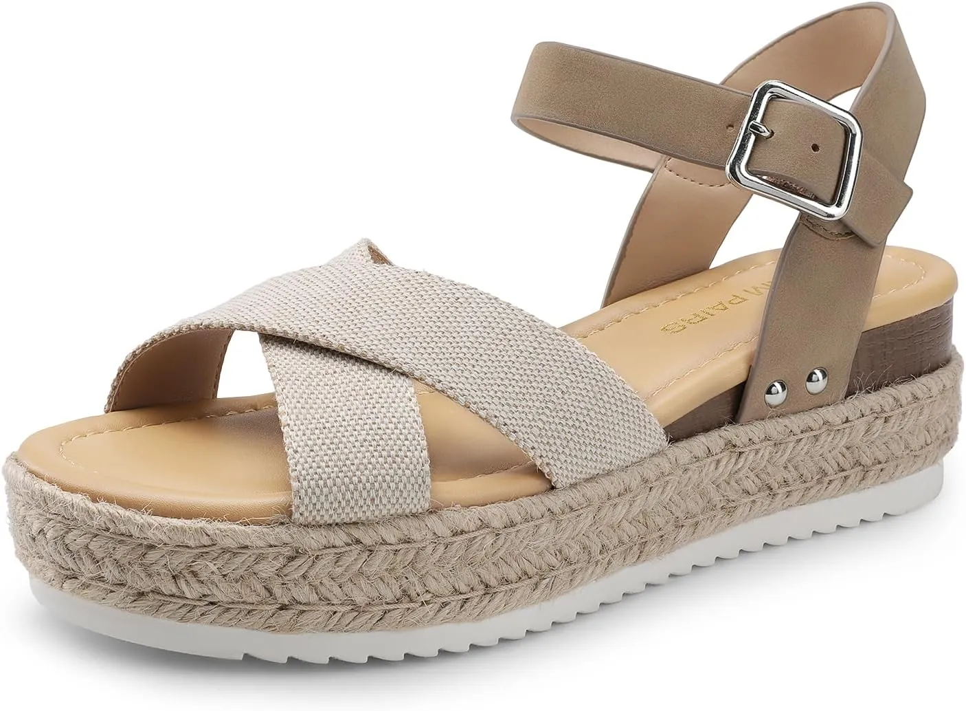 DREAM PAIRS Women's Stylish Platform Espadrille Wedge Sandals Round Toe Summer Causal Shoes Crisscross Band Adjustable Ankle Strap Buckle