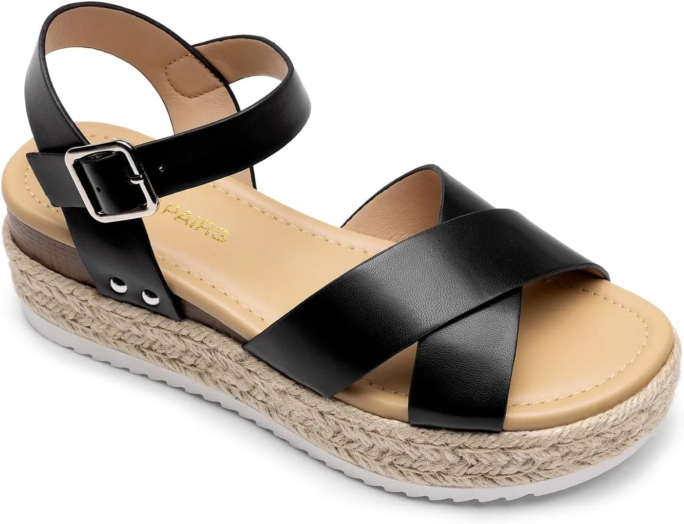 DREAM PAIRS Women's Stylish Platform Espadrille Wedge Sandals Round Toe Summer Causal Shoes Crisscross Band Adjustable Ankle Strap Buckle