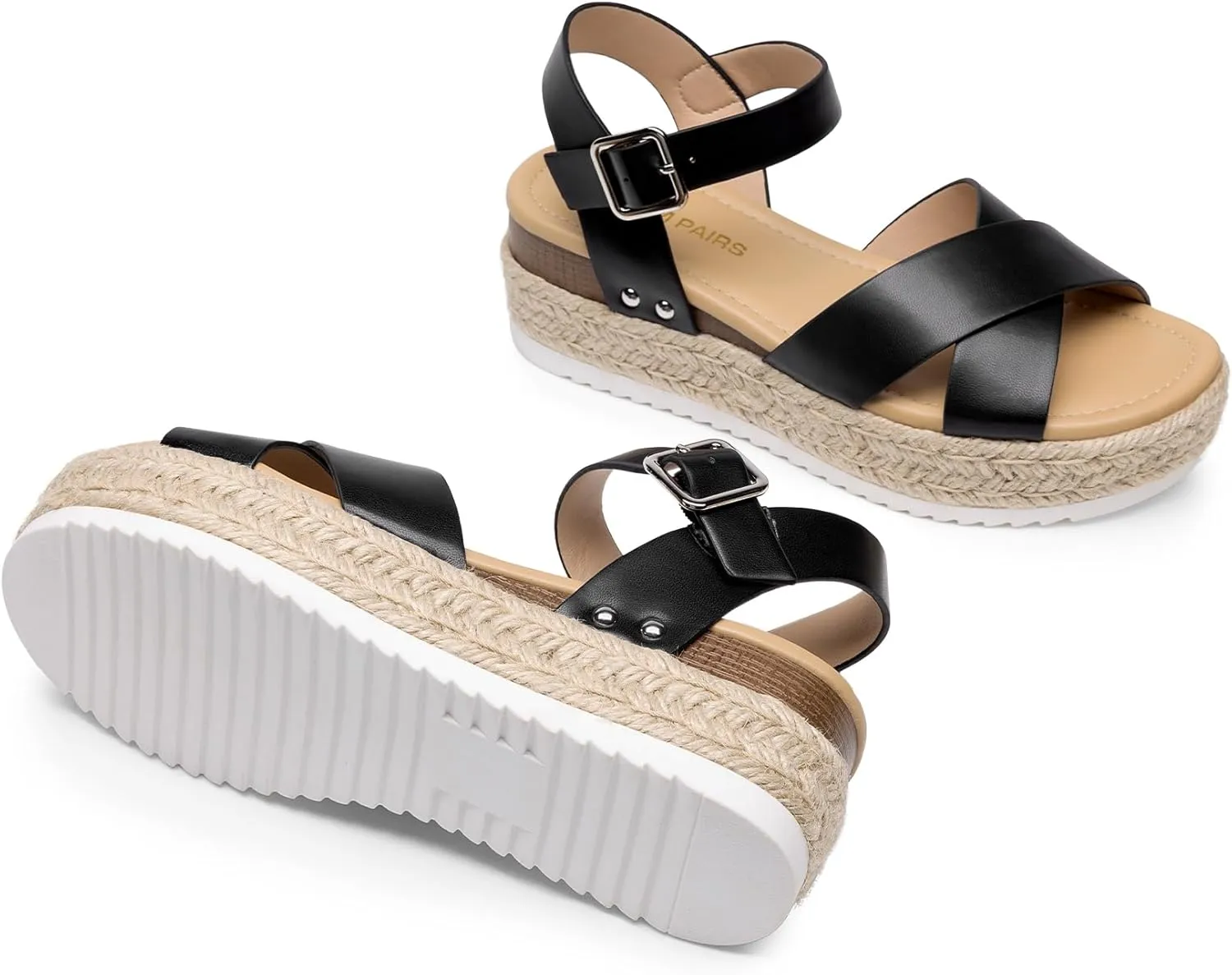 DREAM PAIRS Women's Stylish Platform Espadrille Wedge Sandals Round Toe Summer Causal Shoes Crisscross Band Adjustable Ankle Strap Buckle