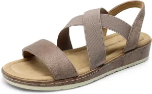 DREAM PAIRS Women's Summer Dressy Low Wedge Heels Comfortable Slip on Casual Flat Sandals for Walking Vacation