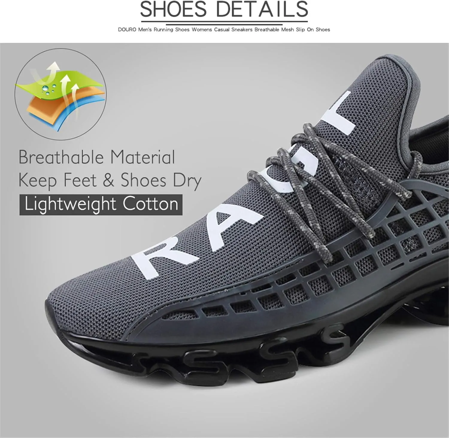 DUORO Mens Slip On Road Running Shoes Breathable Lightweight Comfortable Walking Shoes Athletic Gym Tennis Shoes for Men