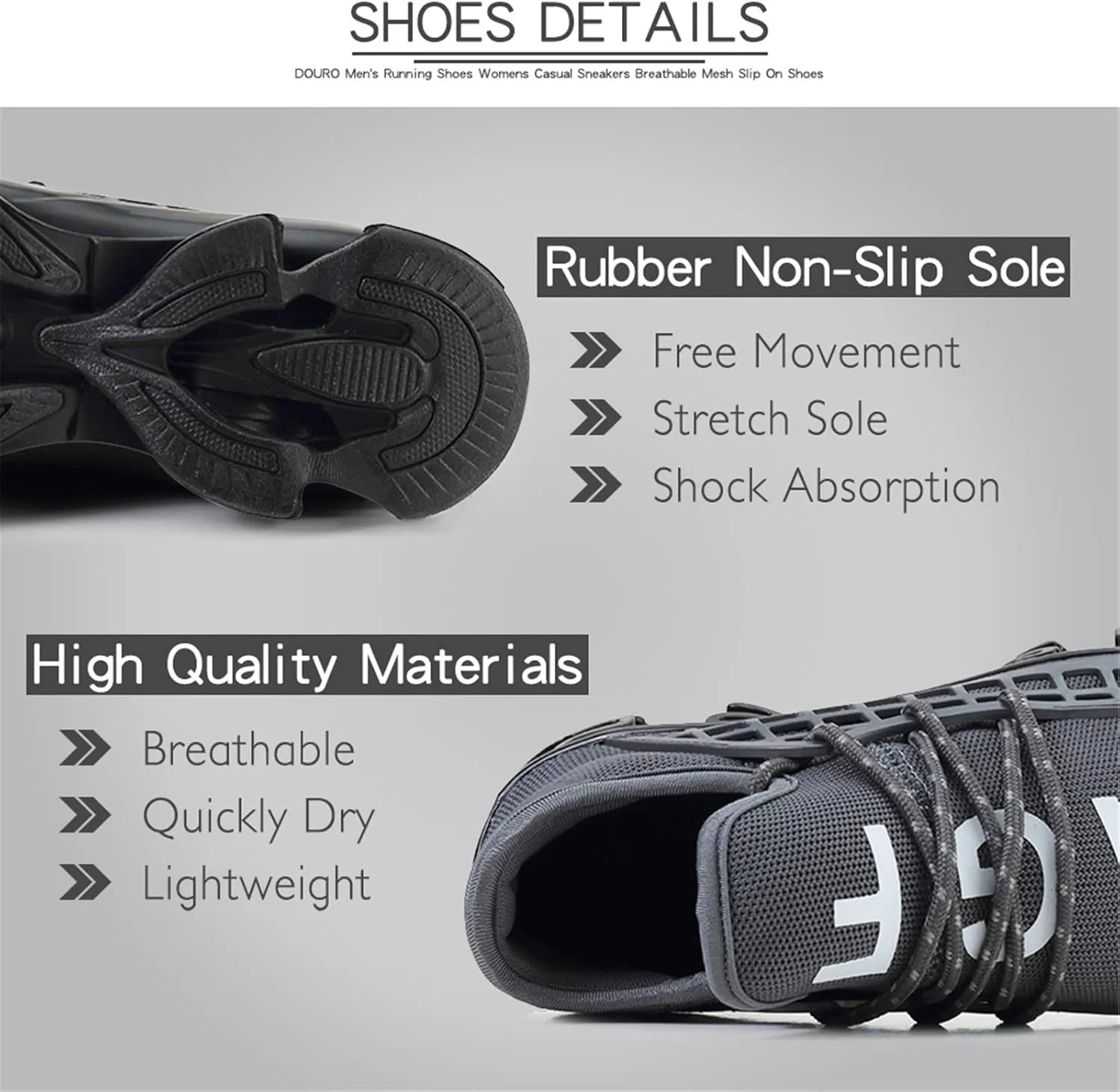 DUORO Mens Slip On Road Running Shoes Breathable Lightweight Comfortable Walking Shoes Athletic Gym Tennis Shoes for Men