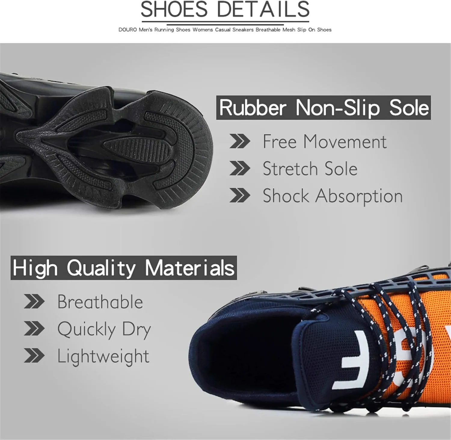 DUORO Mens Slip On Road Running Shoes Breathable Lightweight Comfortable Walking Shoes Athletic Gym Tennis Shoes for Men