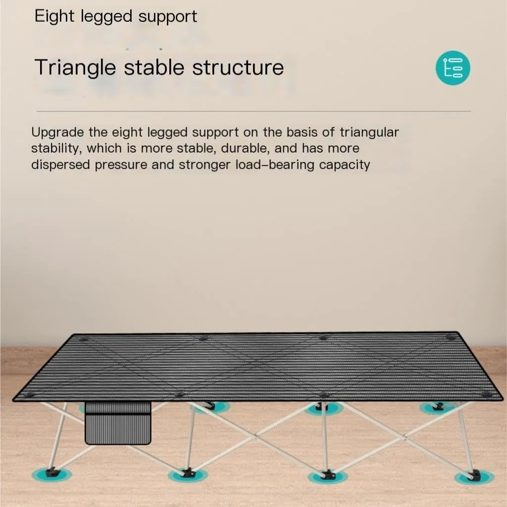 Durable & Sturdy Black Outdoor Folding Bed, Sturdy Design, Comfortable Outdoor Resting Equipment Folds Flat for Easy Storage(Gray)