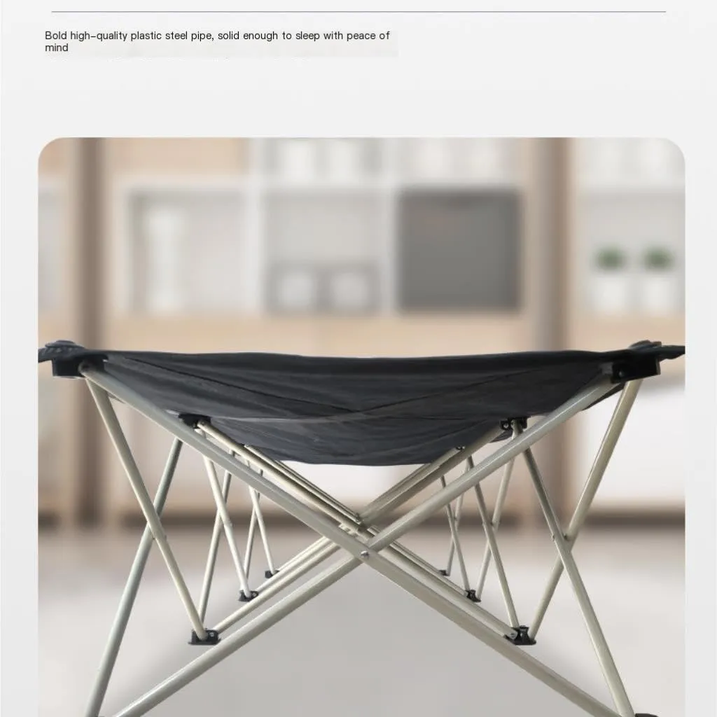Durable & Sturdy Black Outdoor Folding Bed, Sturdy Design, Comfortable Outdoor Resting Equipment Folds Flat for Easy Storage(Gray)