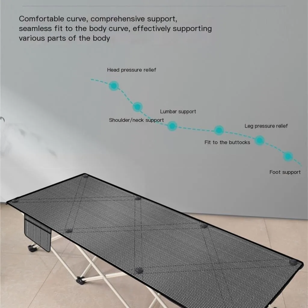 Durable & Sturdy Black Outdoor Folding Bed, Sturdy Design, Comfortable Outdoor Resting Equipment Folds Flat for Easy Storage(Gray)