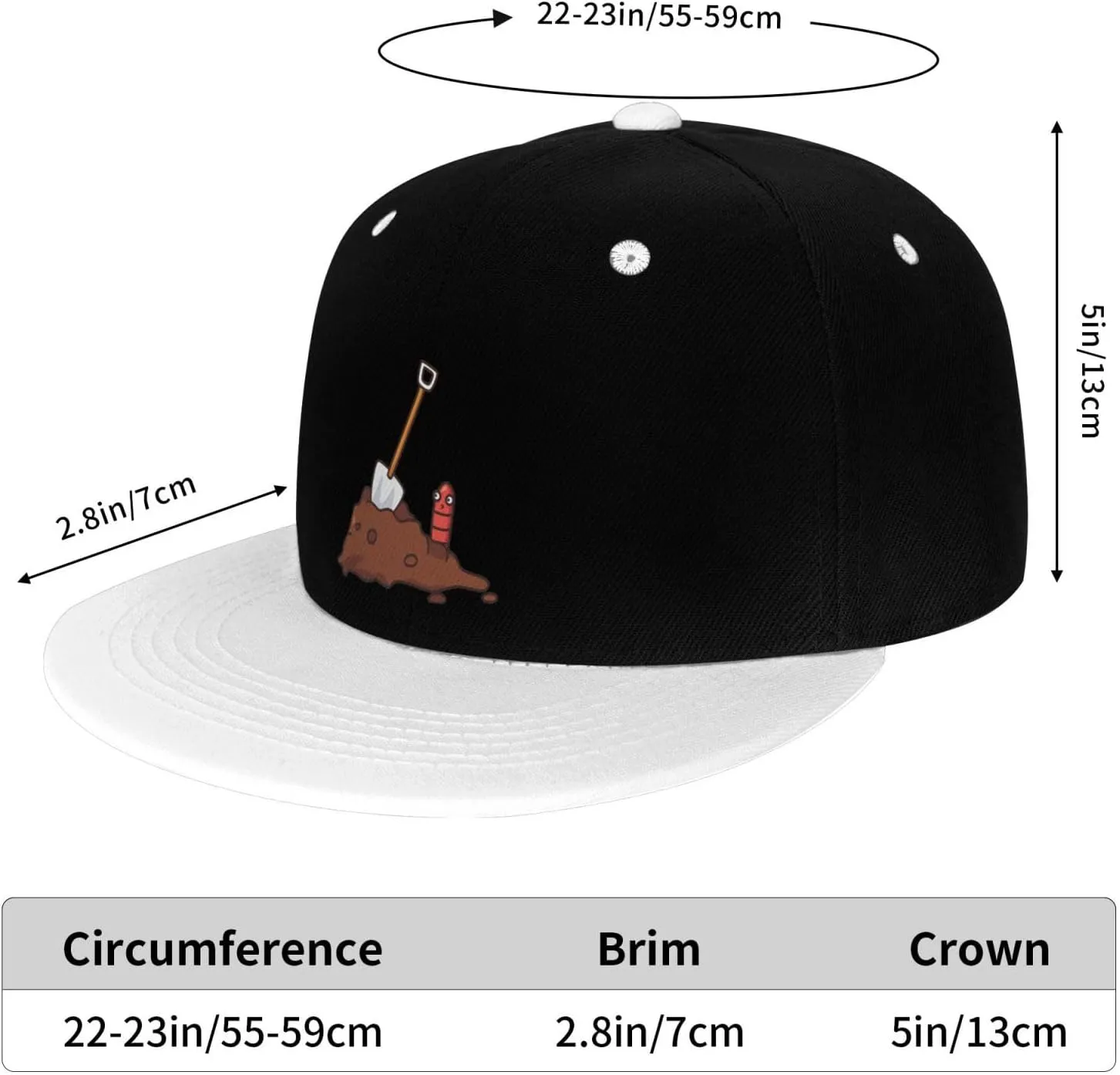 Earthworms and Shovels Snapback Hat for Men Women Baseball Cap Trucker Flat Bill Hats Dad Caps