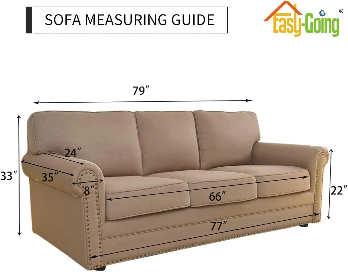 Easy-Going Fleece Stretch Sofa Slipcover Spandex Non-Slip Soft Couch Sofa Cover, Washable Furniture Protector with Anti-Skid Foam and Elastic Bottom for Kids, Pets(Sofa, Chocolate)