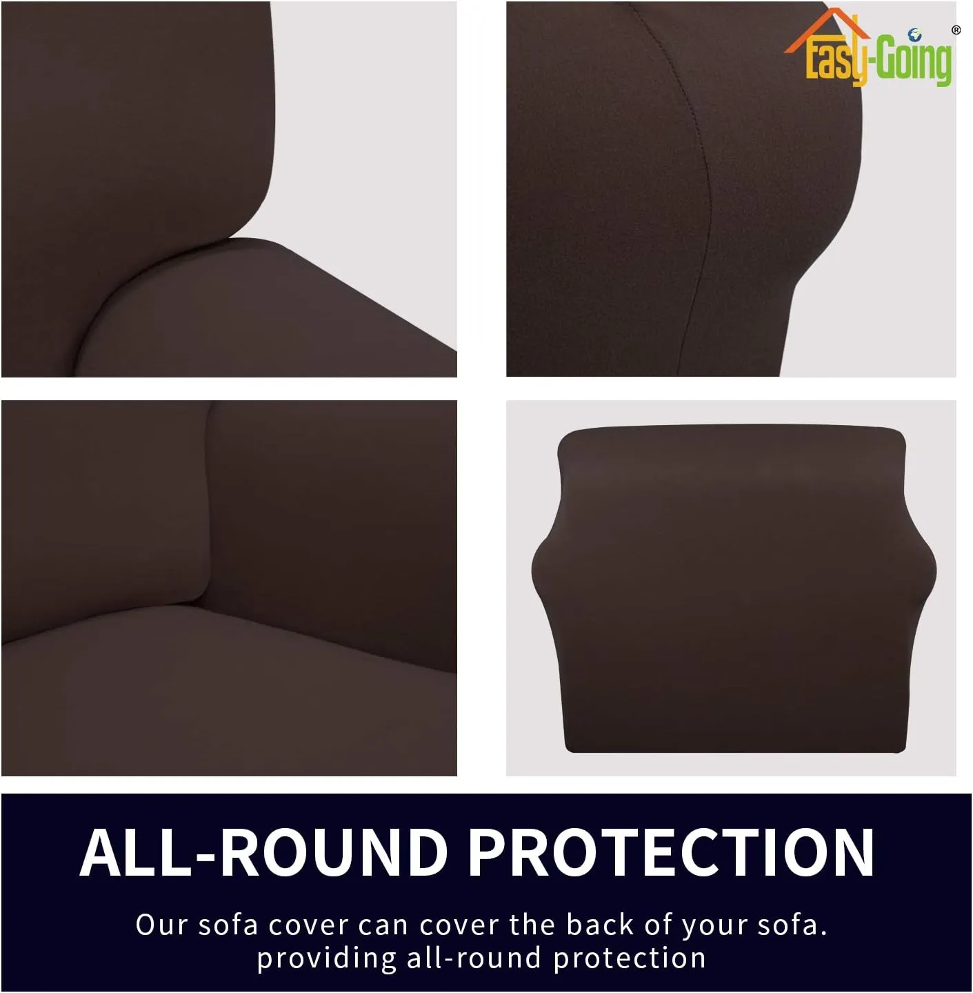 Easy-Going Fleece Stretch Sofa Slipcover Spandex Non-Slip Soft Couch Sofa Cover, Washable Furniture Protector with Anti-Skid Foam and Elastic Bottom for Kids, Pets(Sofa, Chocolate)
