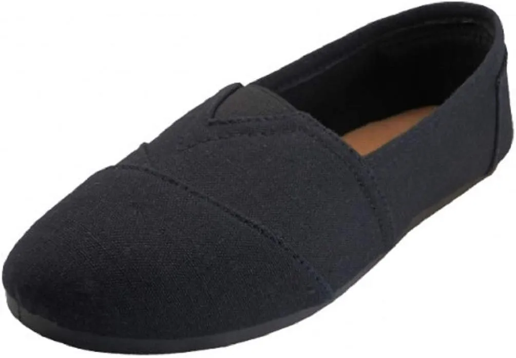 EasySteps Women's Canvas Slip-On Shoes with Padded Insole (8, Black Everywhere)