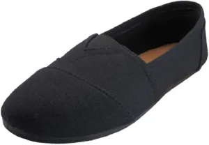 EasySteps Women's Canvas Slip-On Shoes with Padded Insole (8, Black Everywhere)