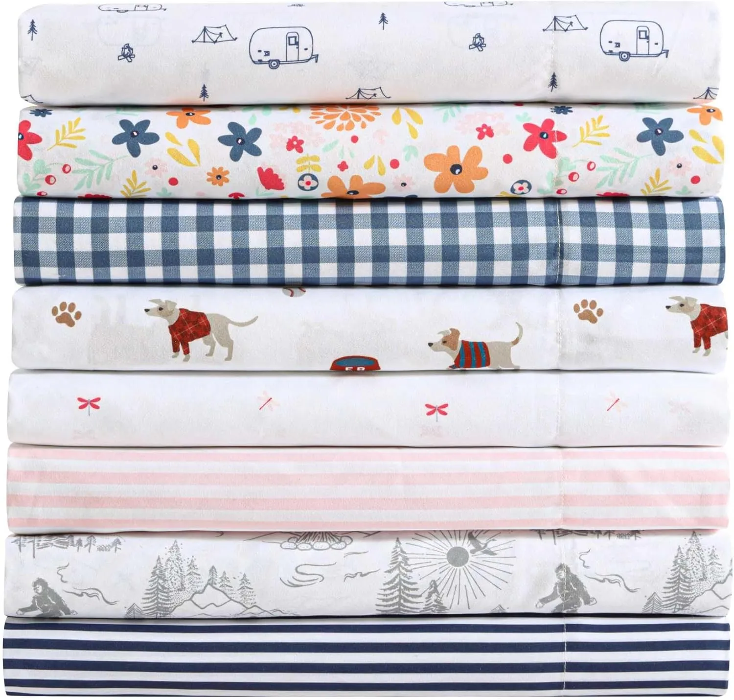 Eddie Bauer Kids - Queen Sheets, Stain-Resistant Toddler Bedding with Matching Sham(s), Super Soft, Ideal Boy Room Essentials (Travel Trailer Blue, Queen)