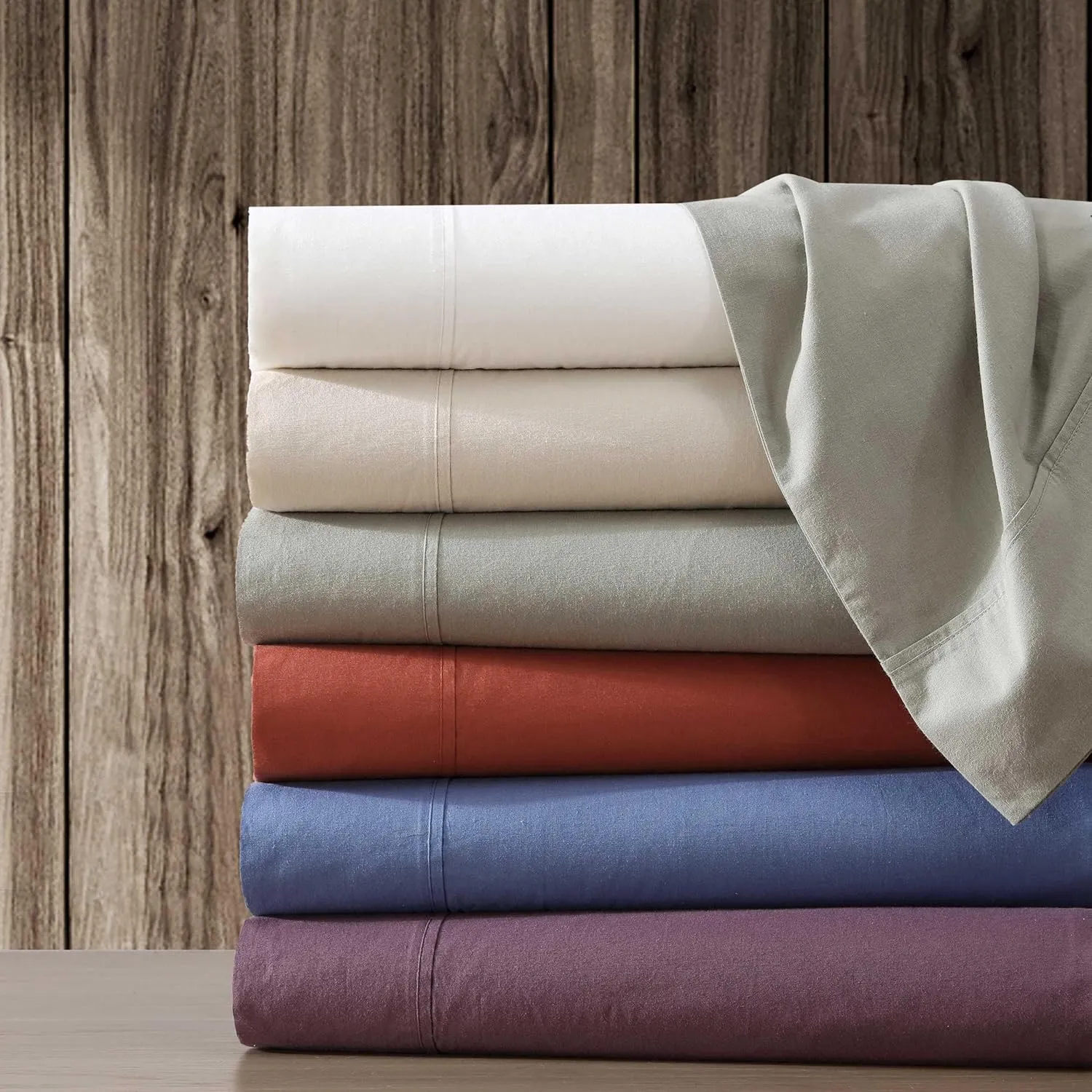 Eddie Bauer King Sheet Set, Washed Percale Bedding Set with Deep Pockets, Super Soft, 100% Luxury Cotton with Smooth Percale Weave (Blue, King)