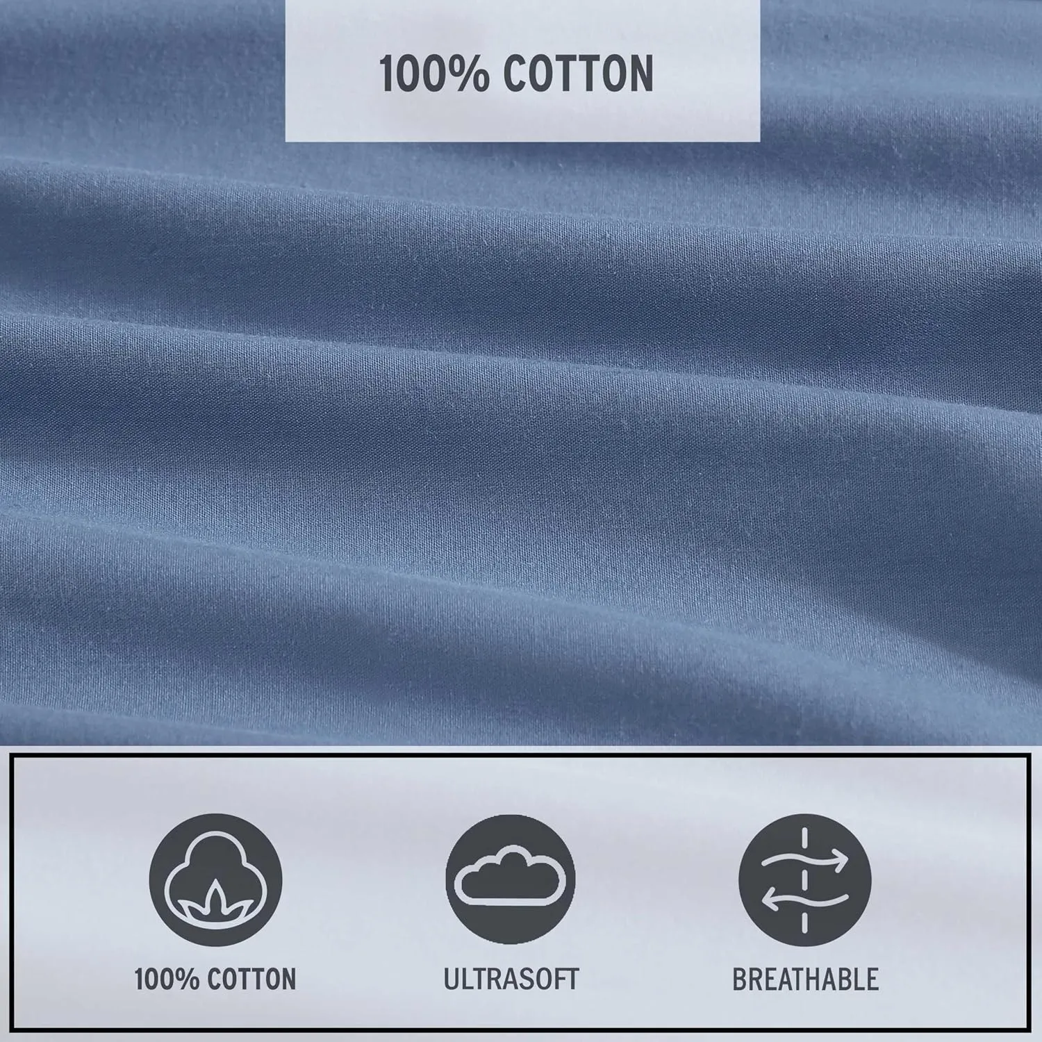 Eddie Bauer King Sheet Set, Washed Percale Bedding Set with Deep Pockets, Super Soft, 100% Luxury Cotton with Smooth Percale Weave (Blue, King)