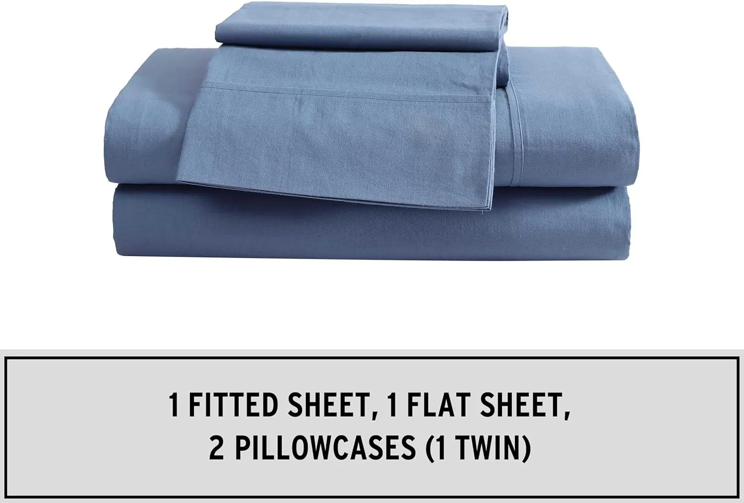 Eddie Bauer King Sheet Set, Washed Percale Bedding Set with Deep Pockets, Super Soft, 100% Luxury Cotton with Smooth Percale Weave (Blue, King)