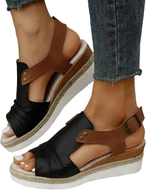 Eduavar Womens Sandals Casual Comfort Non Slip Walking Platform Sandals with Arch Support Lightweight Summer Beach Footwear
