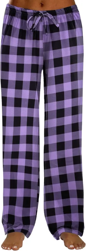 Ekouaer Women Pajama Pants Comfy Pj Bottom with Pockets Stretch Plaid Sleepwear
