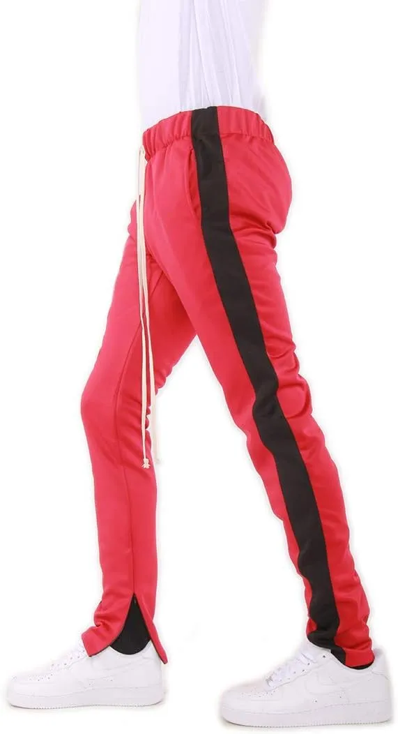 EPTM Men's Stripe Track Pants Slim Fit with Ankle Zippers