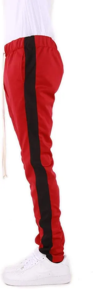 EPTM Men's Stripe Track Pants Slim Fit with Ankle Zippers