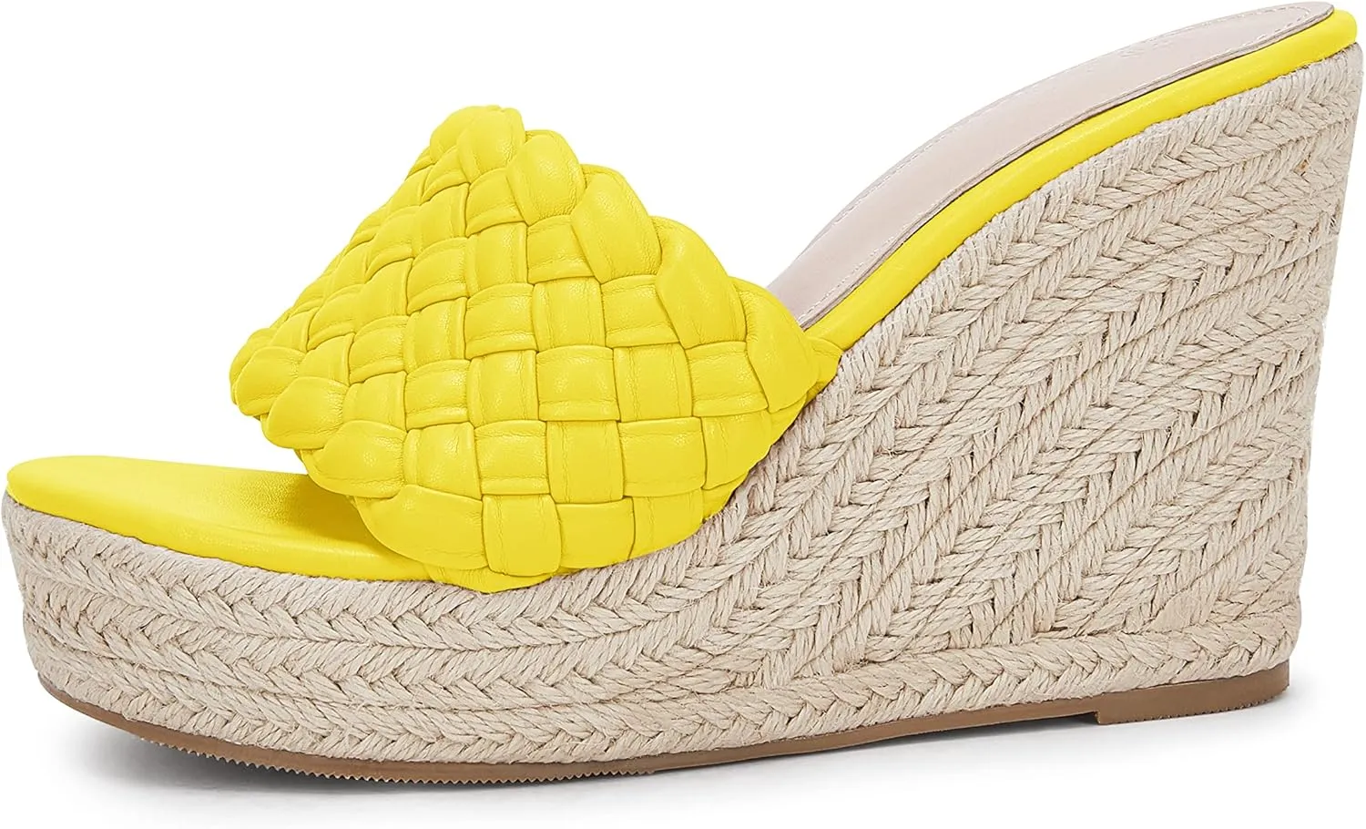 Ermonn Womens Platform Wedge Sandals Espadrilles Braided Open Toe Slip On Summer Mule High Heels
