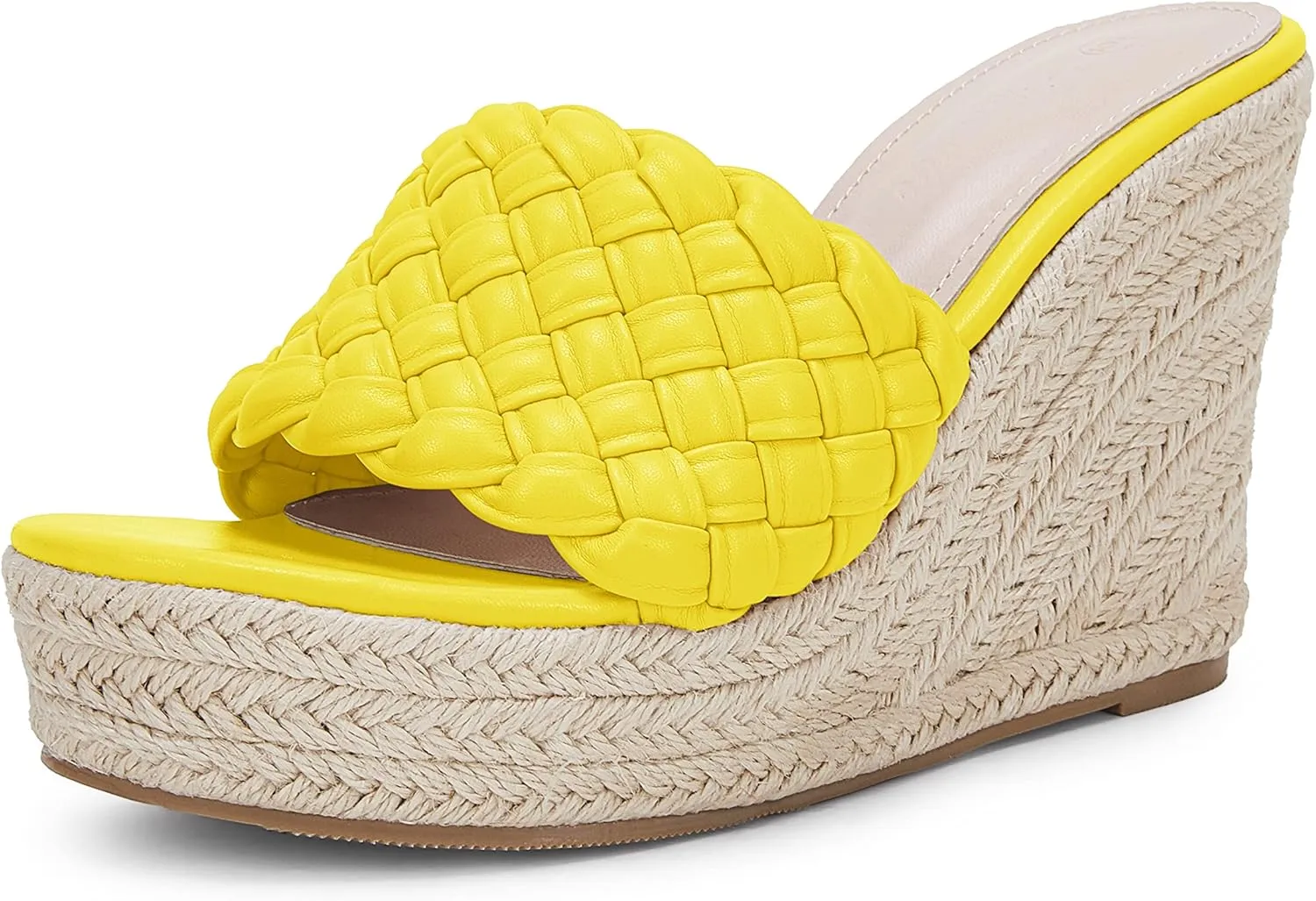 Ermonn Womens Platform Wedge Sandals Espadrilles Braided Open Toe Slip On Summer Mule High Heels