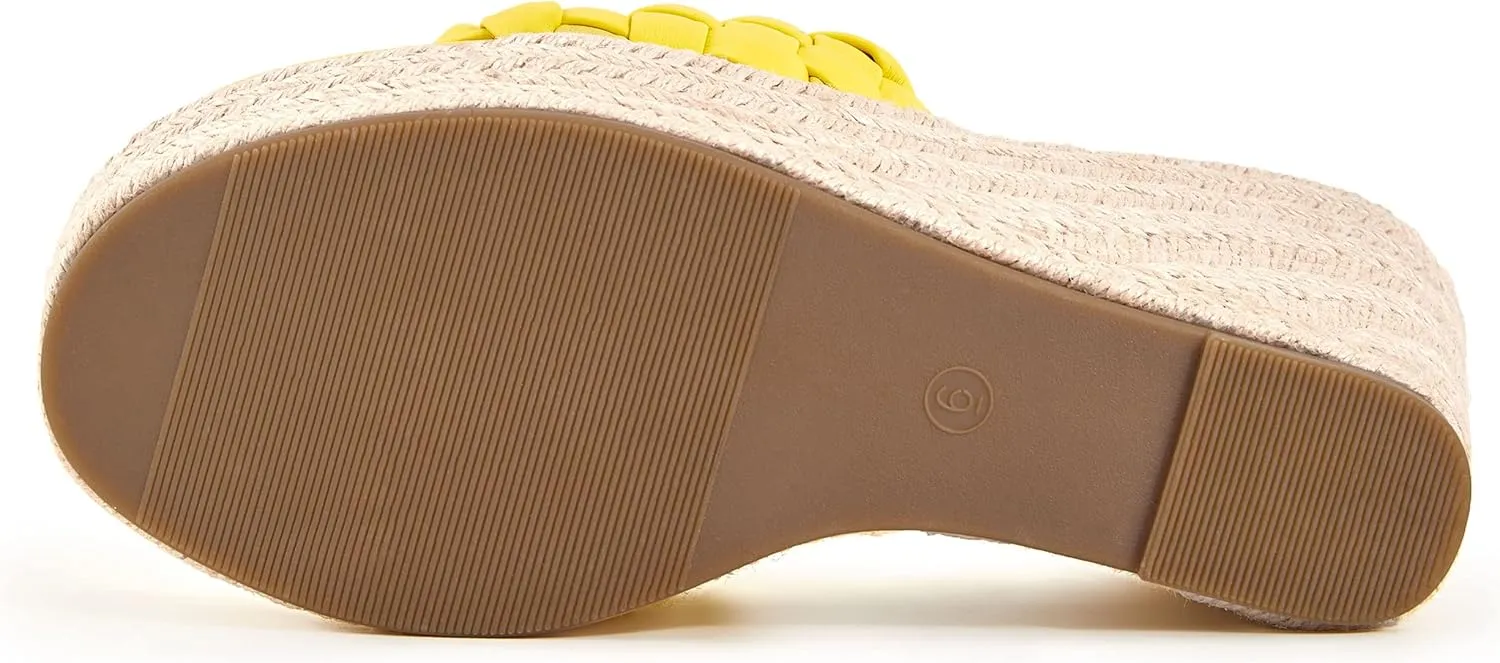 Ermonn Womens Platform Wedge Sandals Espadrilles Braided Open Toe Slip On Summer Mule High Heels